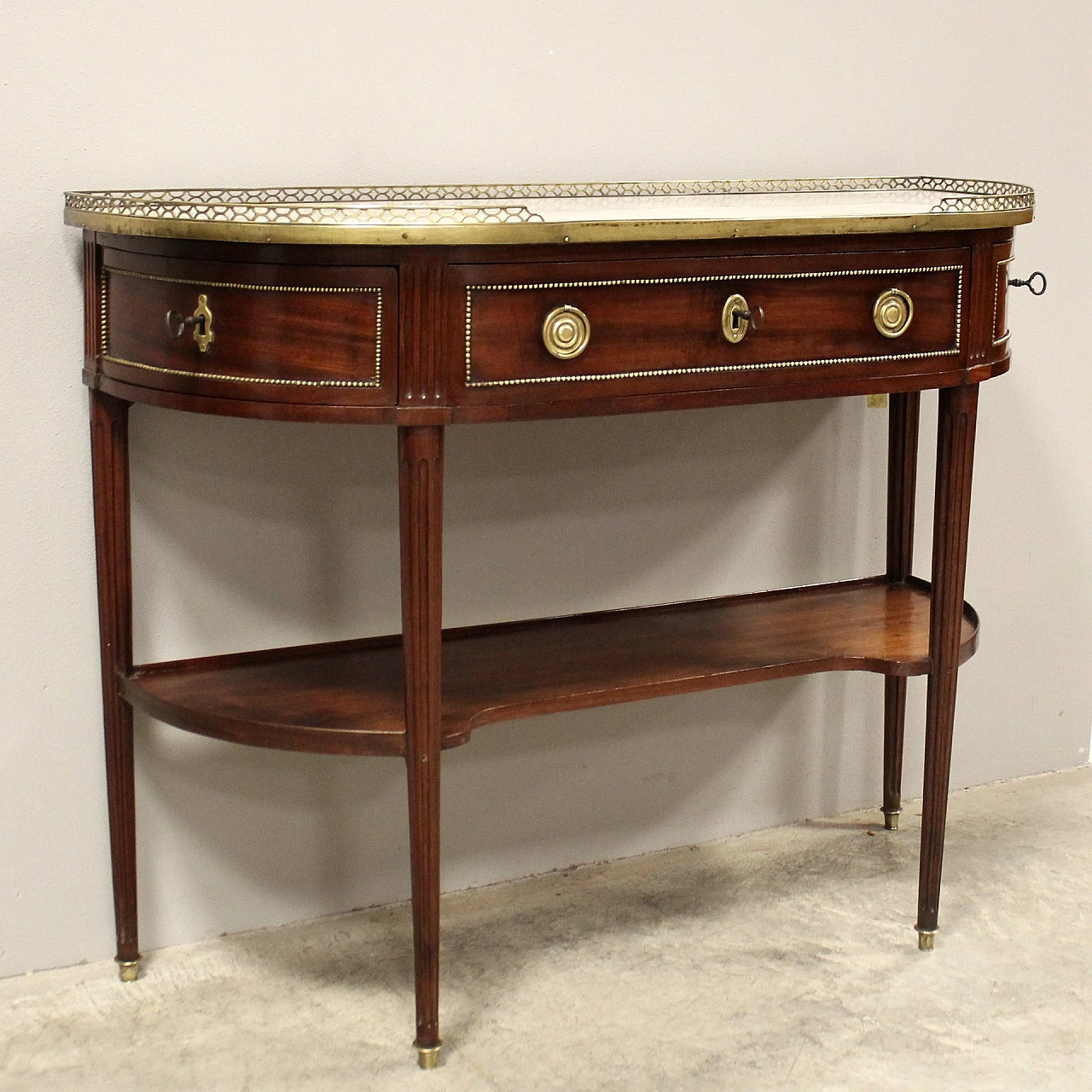 Louis XVI console table in mahogany and marble, 19th century 3