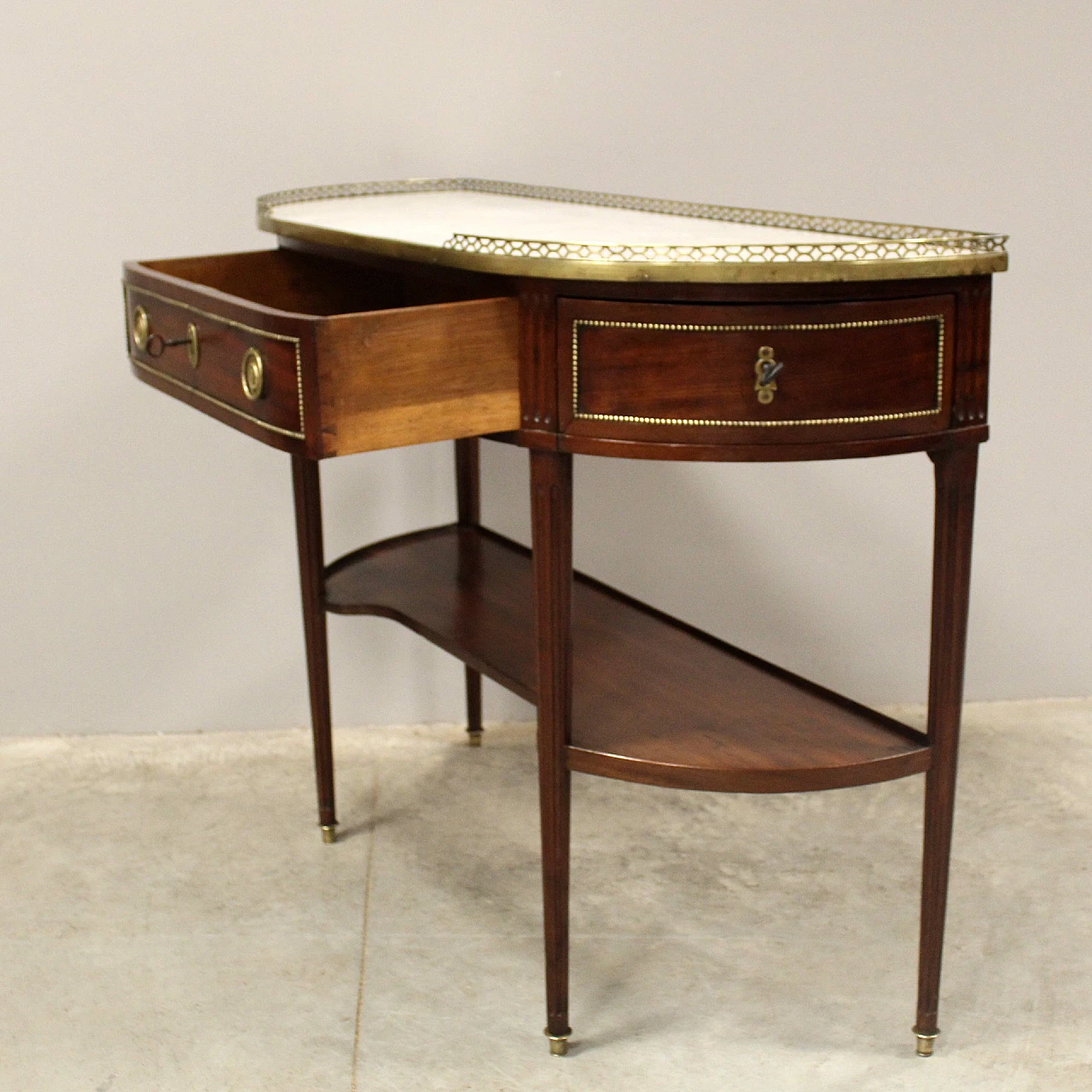 Louis XVI console table in mahogany and marble, 19th century 5