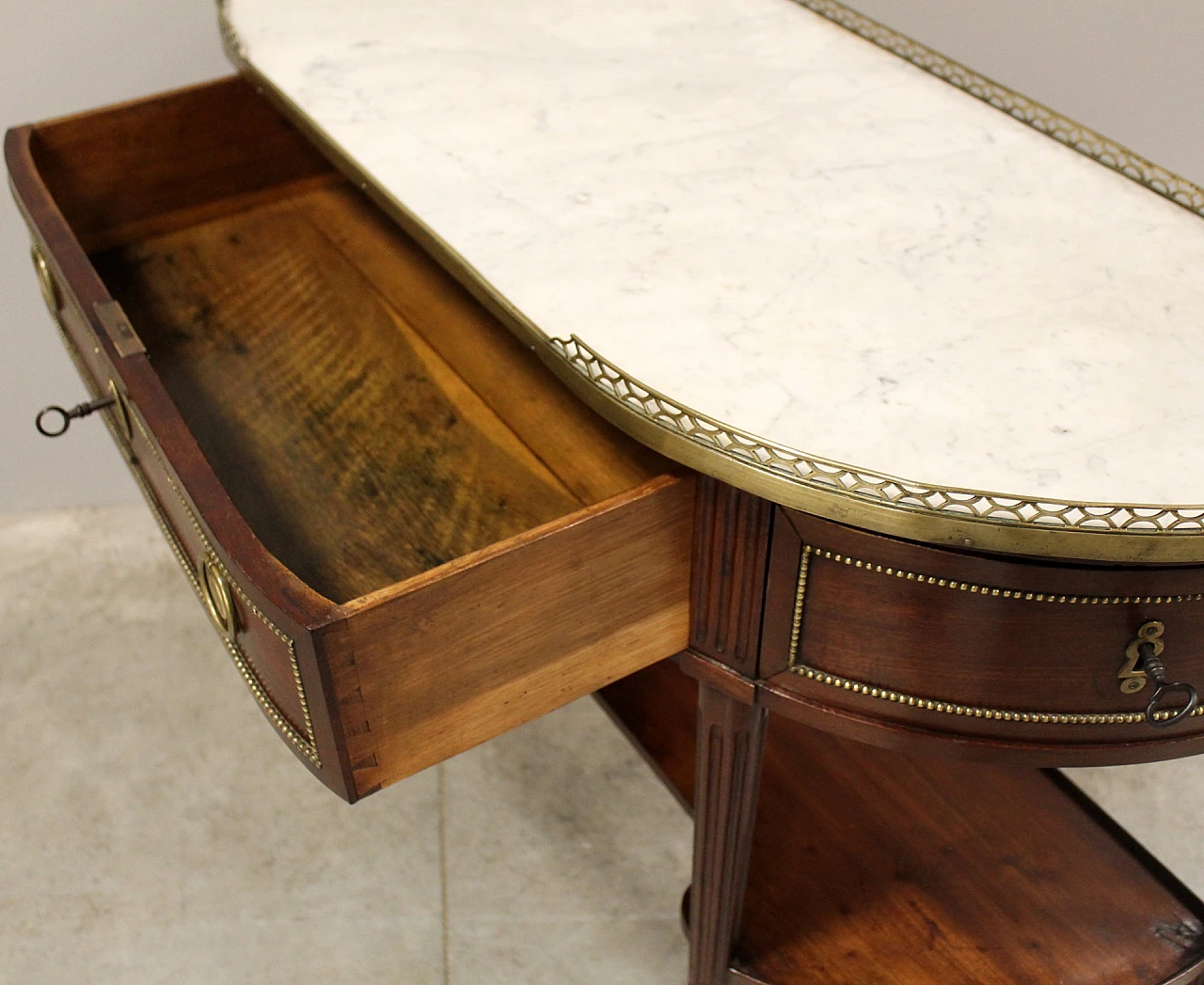 Louis XVI console table in mahogany and marble, 19th century 6