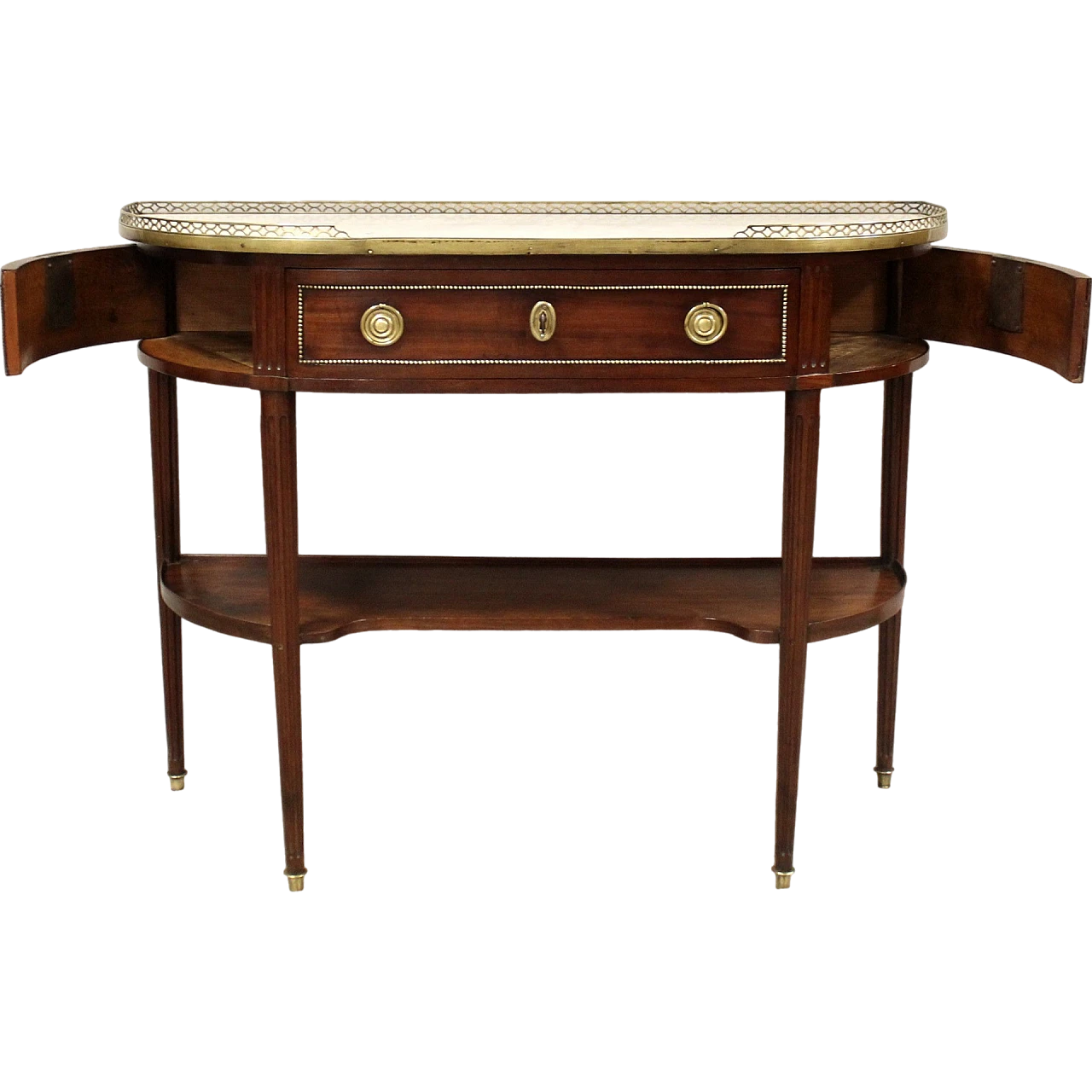 Louis XVI console table in mahogany and marble, 19th century 10