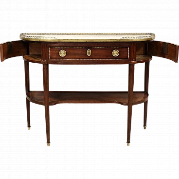 Louis XVI console table in mahogany and marble, 19th century