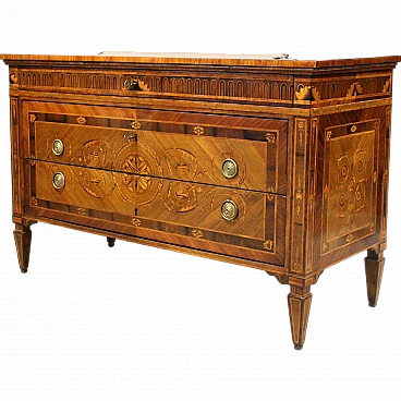 Louis XVI chest of drawers with three drawers in walnut, 18th century