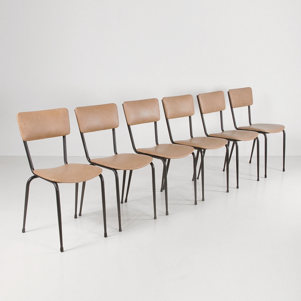 6 Iron and imitation leather chairs by Doro Cuneo, 1960s 2