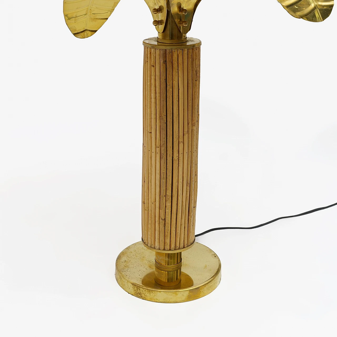 Pair of brass and rattan lamps, 1970s 5