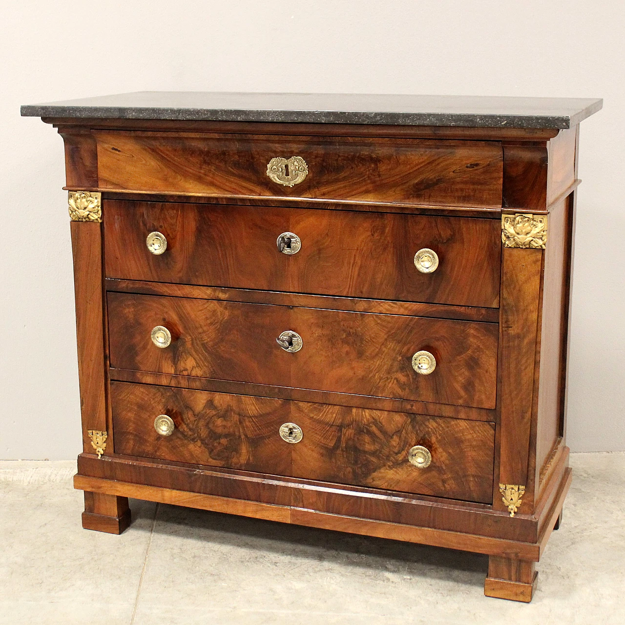 Empire chest of drawers in walnut, 19th century 2