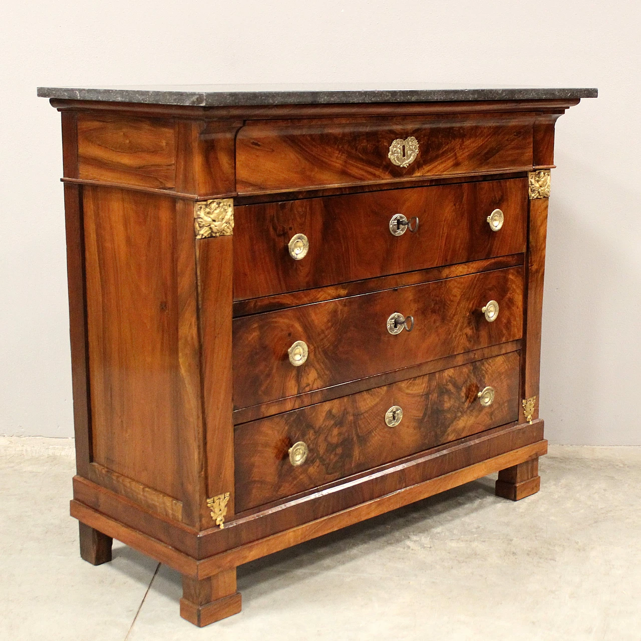 Empire chest of drawers in walnut, 19th century 3