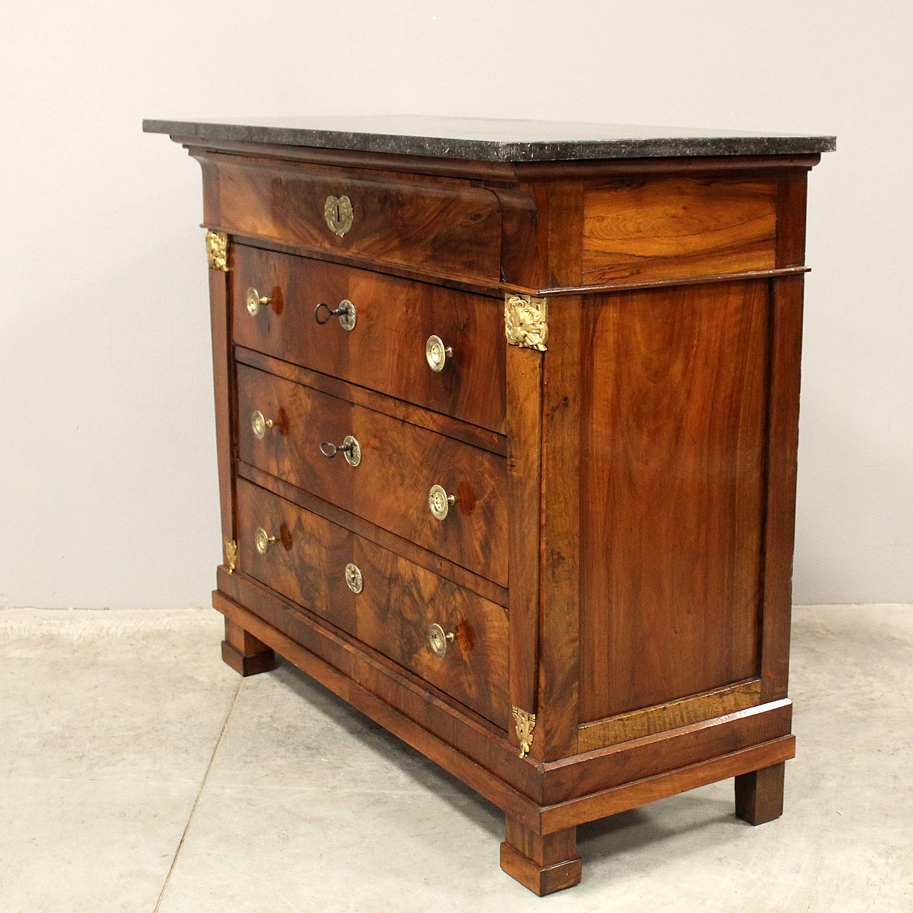 Empire chest of drawers in walnut, 19th century 4