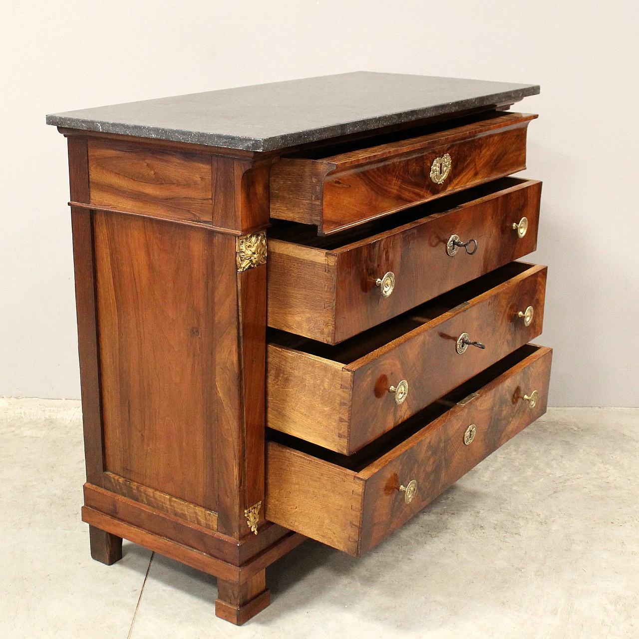 Empire chest of drawers in walnut, 19th century 5