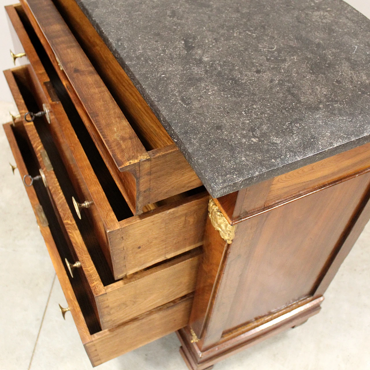 Empire chest of drawers in walnut, 19th century 13