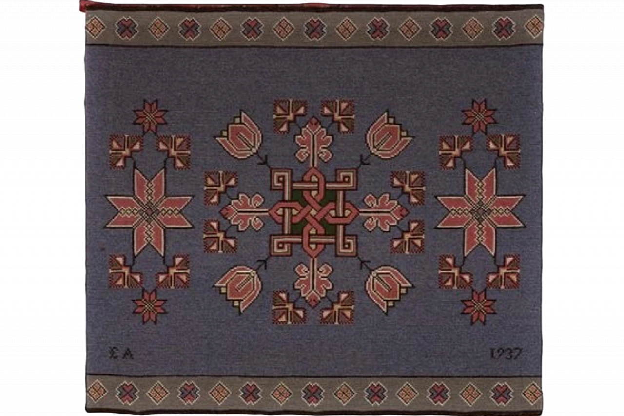 Swedish woven wall art in fabric, 1930s 7