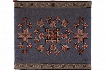 Swedish woven wall art in fabric, 1930s