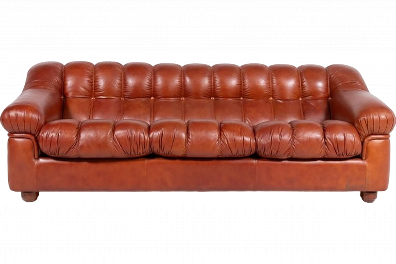 Modern three-seat leather sofa, 1970s 11