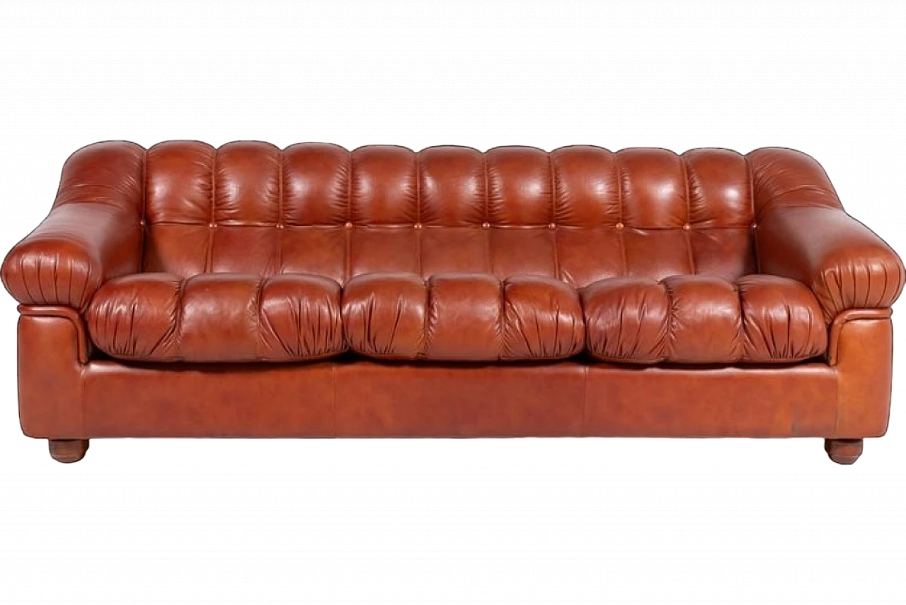 Modern three-seat leather sofa, 1970s 12