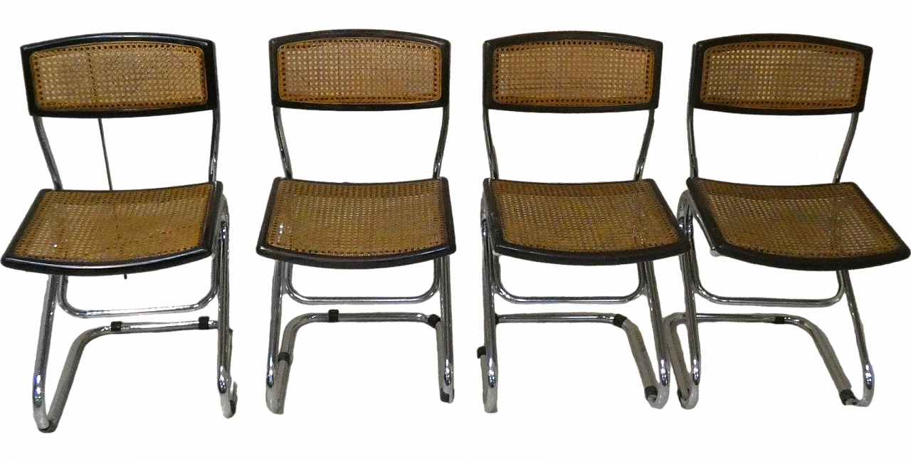 4 Vienna straw and steel chairs, 1970s 15