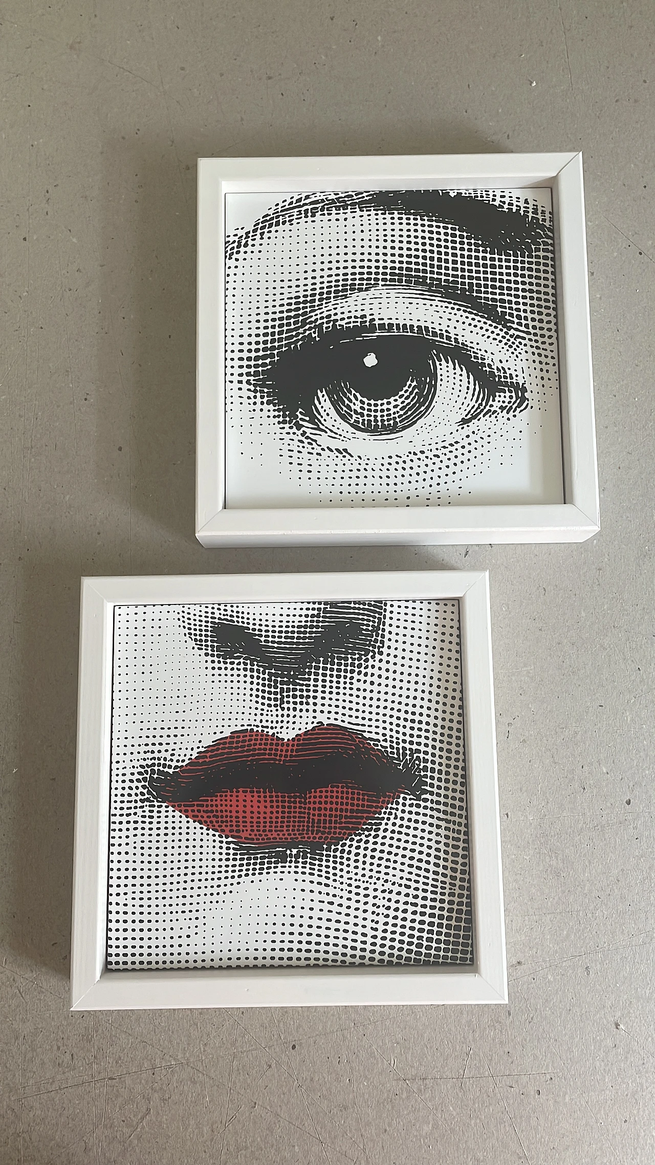 Pair of Fornasetti tiles framed 1