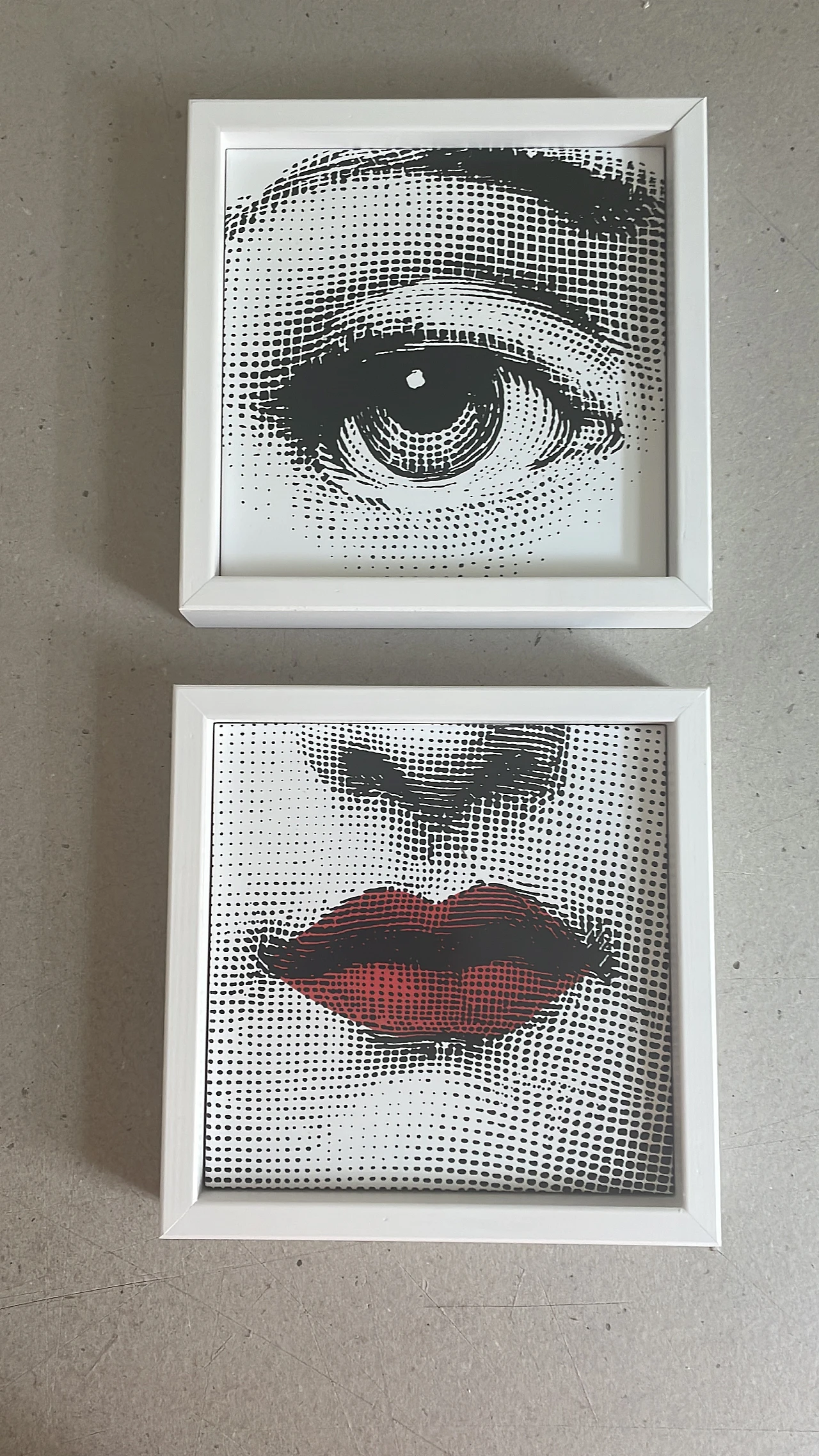 Pair of Fornasetti tiles framed 2