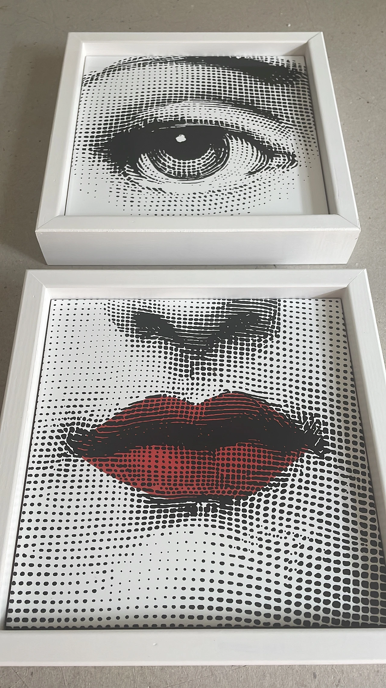 Pair of Fornasetti tiles framed 3