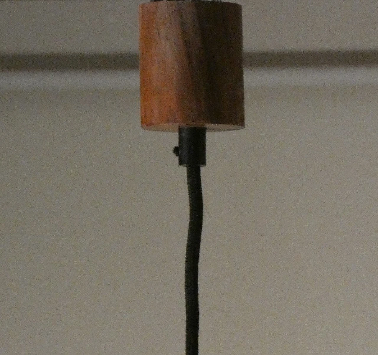 Mid-Century Pendant Lamp in Opaline Glass and Teak, Italy, 1950s 7