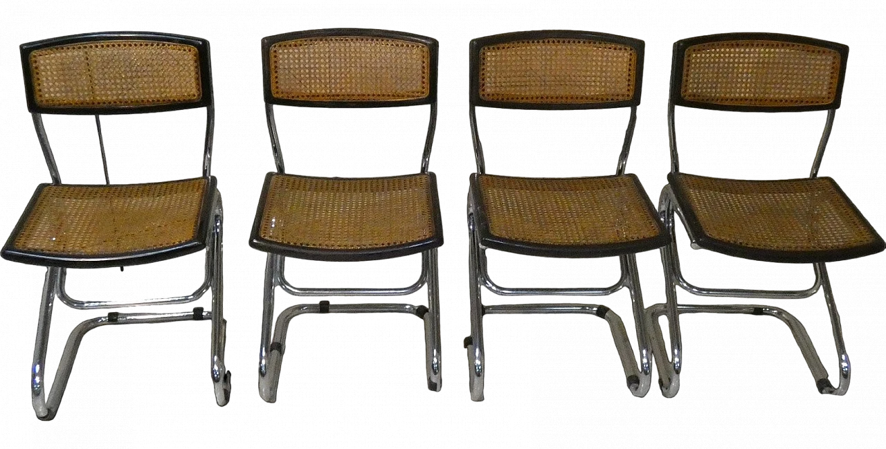 4 Vienna straw and steel chairs, 1970s 16