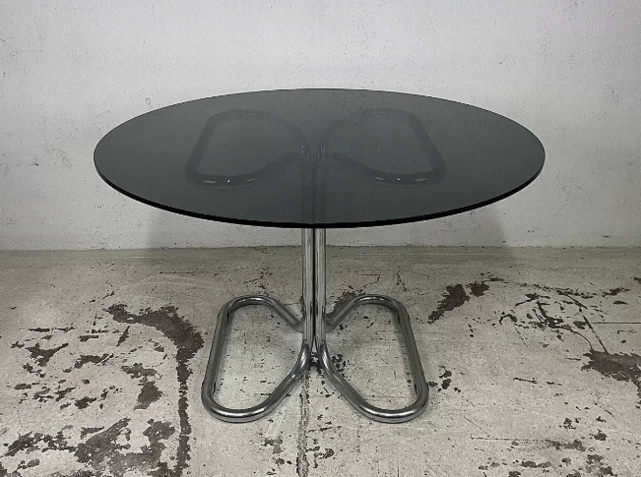 Metal and smoked glass table by Giotto Stoppino, 1970s 1