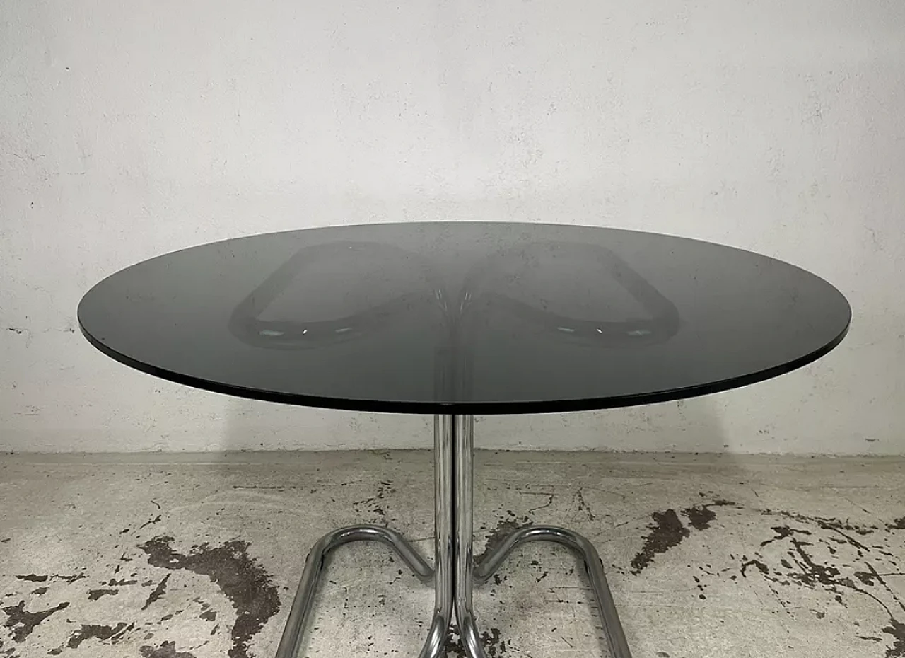 Metal and smoked glass table by Giotto Stoppino, 1970s 2