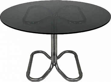 Metal and smoked glass table by Giotto Stoppino, 1970s