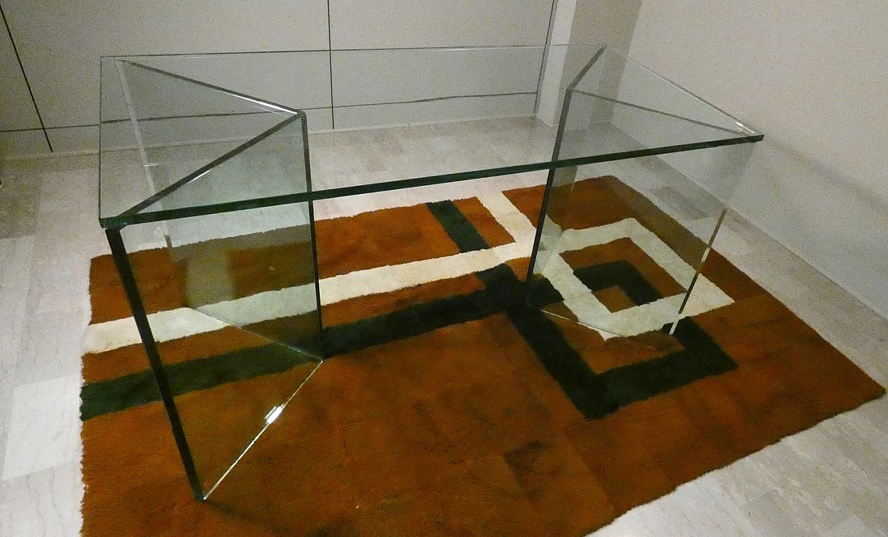 Bacco Transparent Glass Desk attributed to Tonelli, Italy, 1980s 7