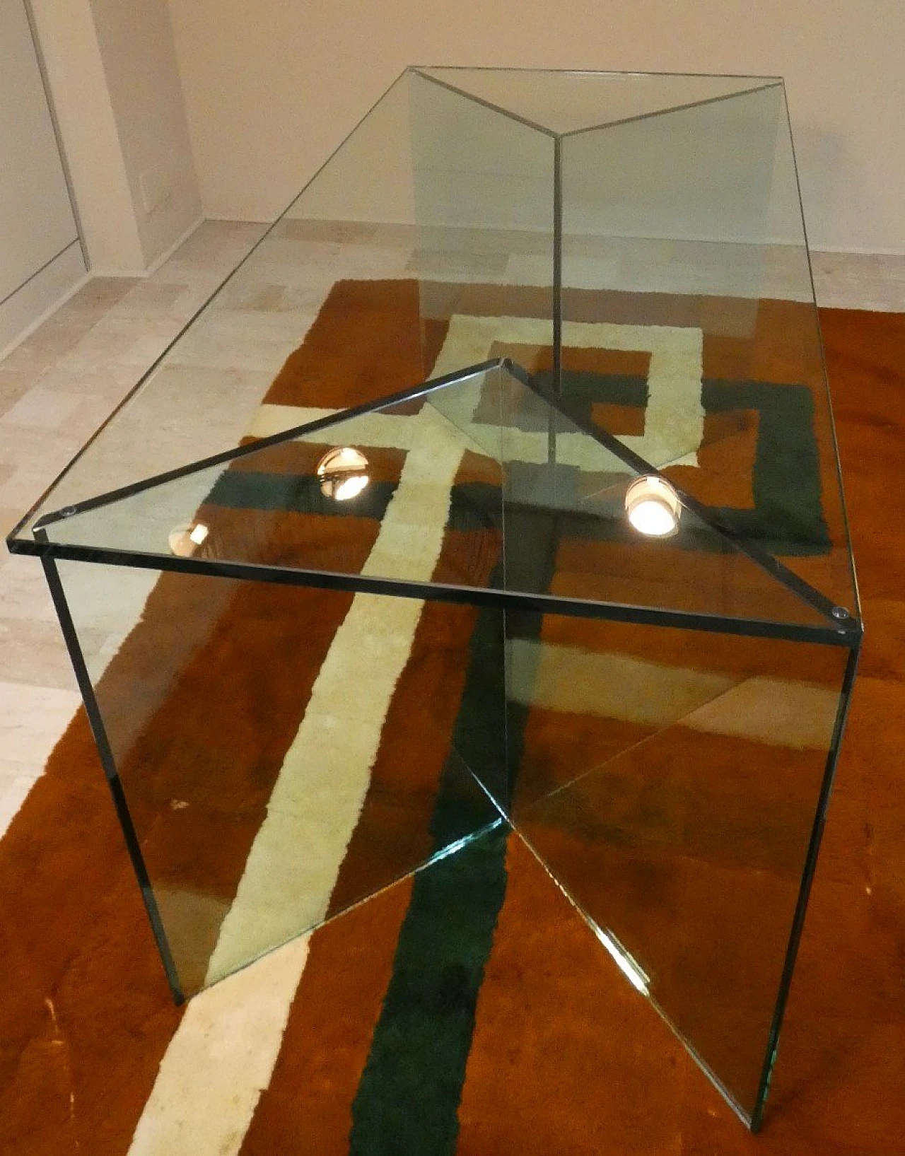 Bacco Transparent Glass Desk attributed to Tonelli, Italy, 1980s 9