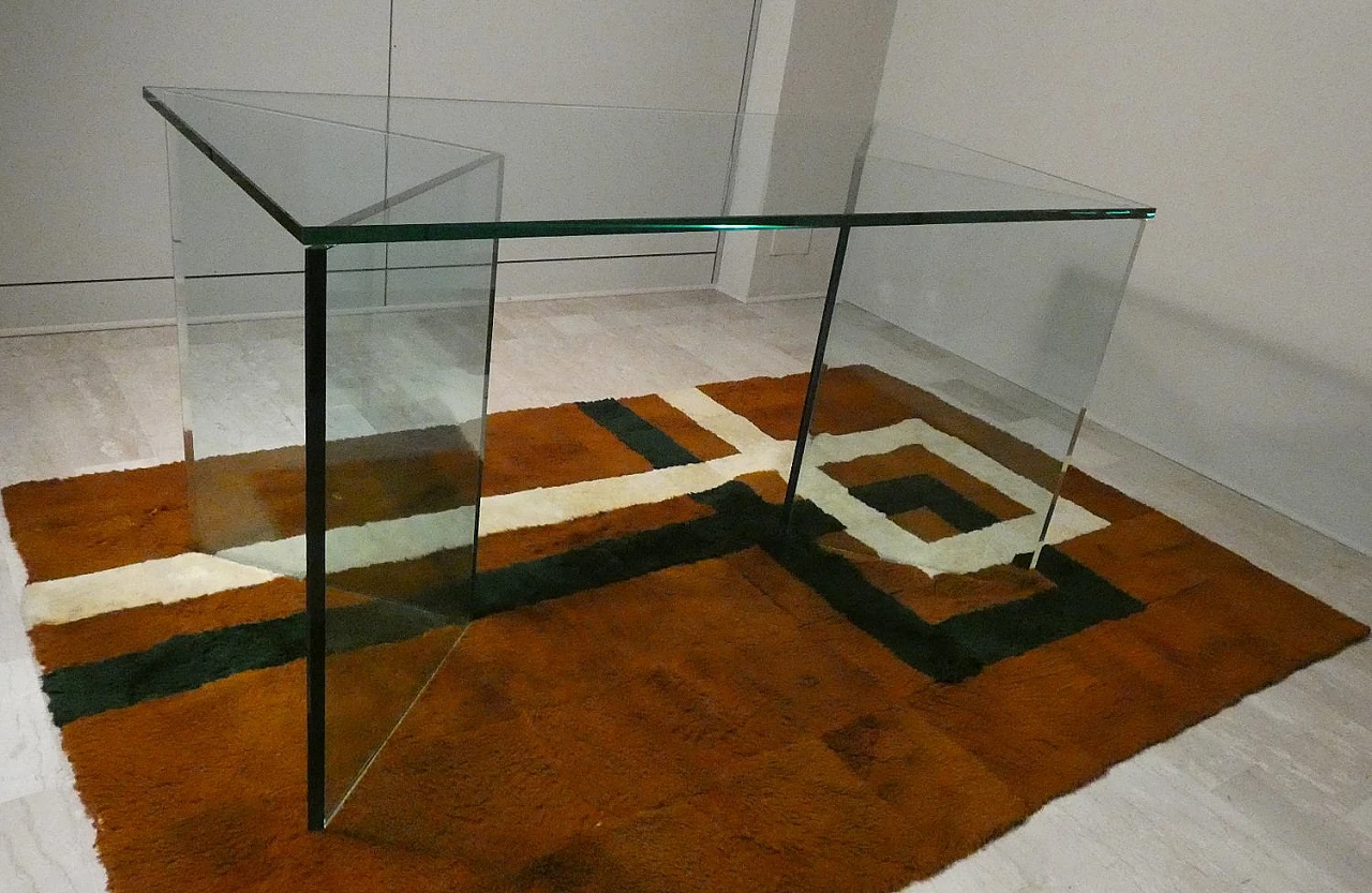 Bacco Transparent Glass Desk attributed to Tonelli, Italy, 1980s 12