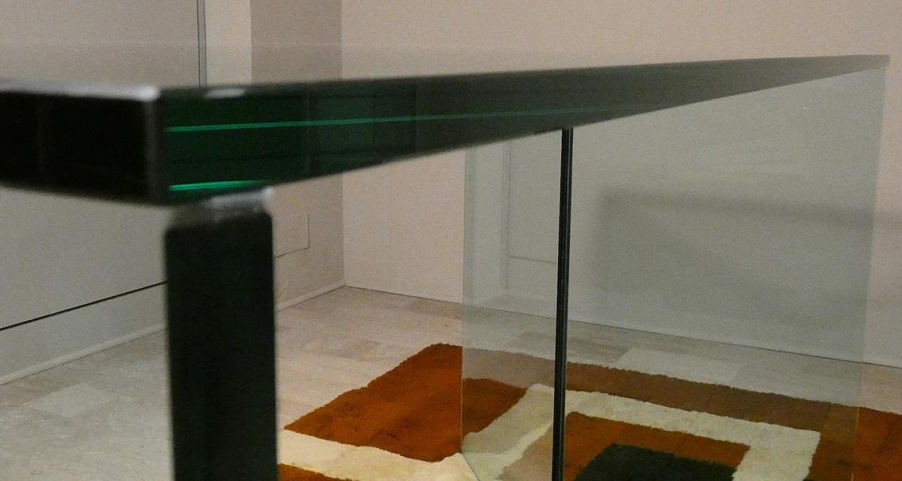 Bacco Transparent Glass Desk attributed to Tonelli, Italy, 1980s 17