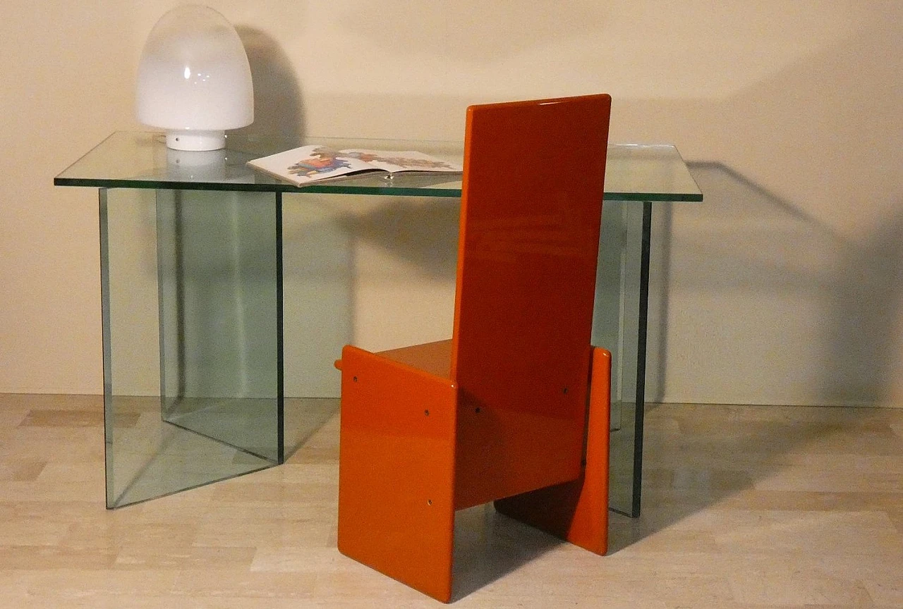 Bacco Transparent Glass Desk attributed to Tonelli, Italy, 1980s 21