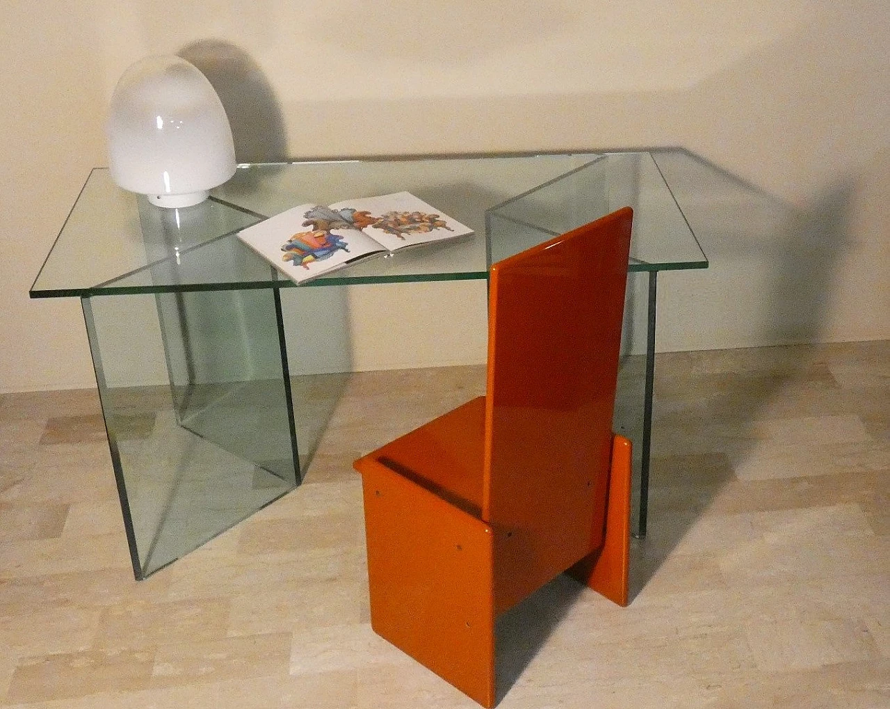 Bacco Transparent Glass Desk attributed to Tonelli, Italy, 1980s 22