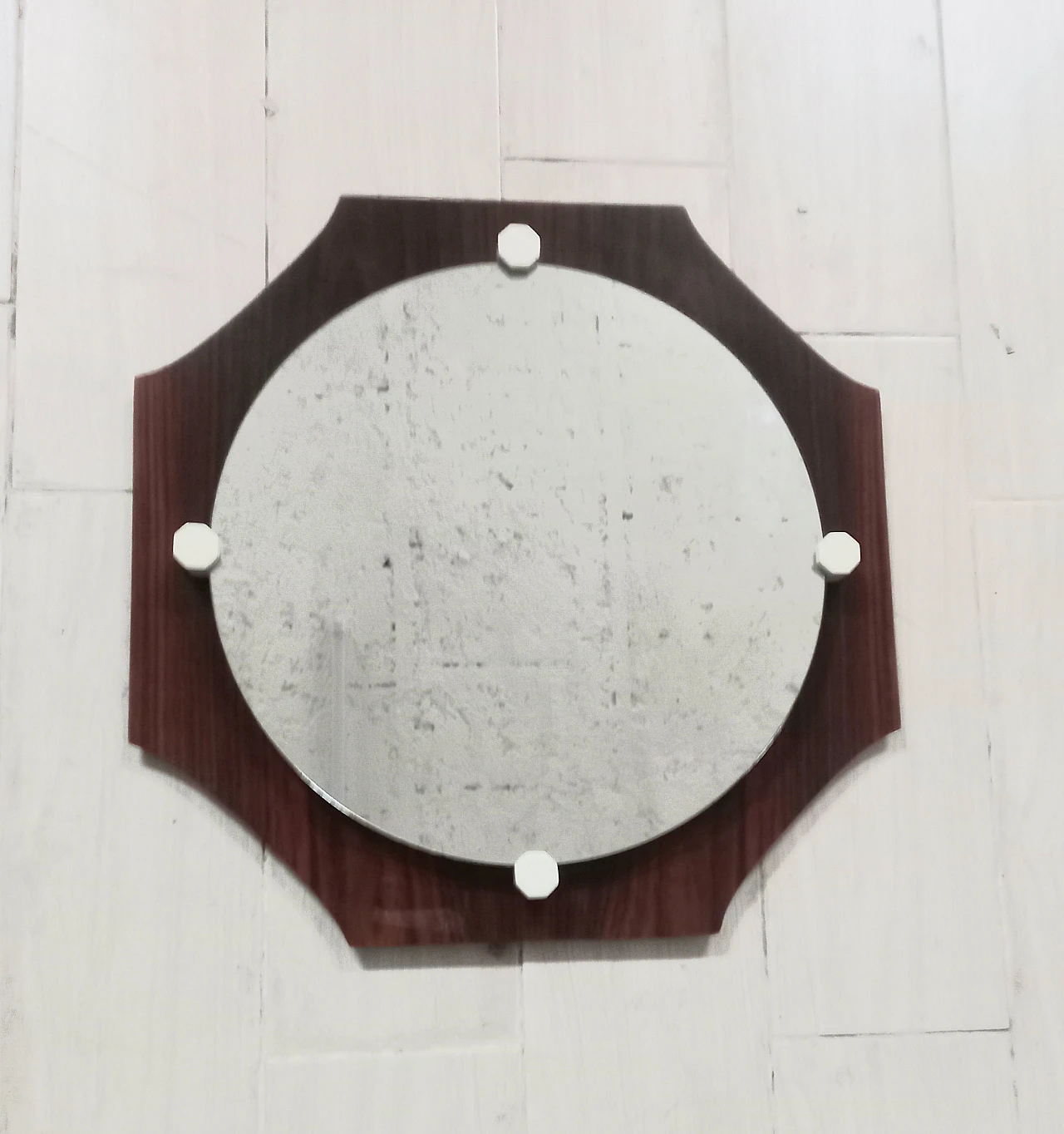 Rosewood octagonal mirror, 1960s 1