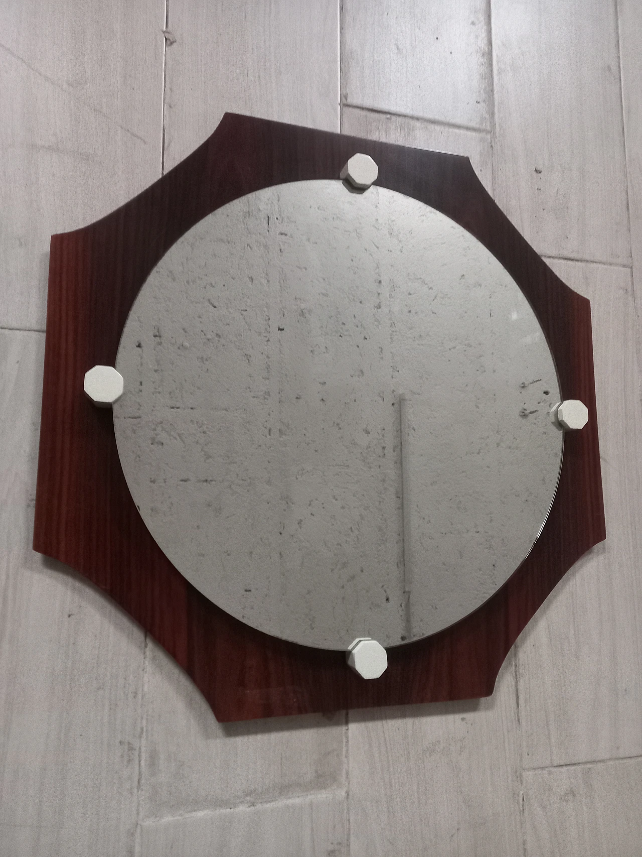 Rosewood octagonal mirror, 1960s 3