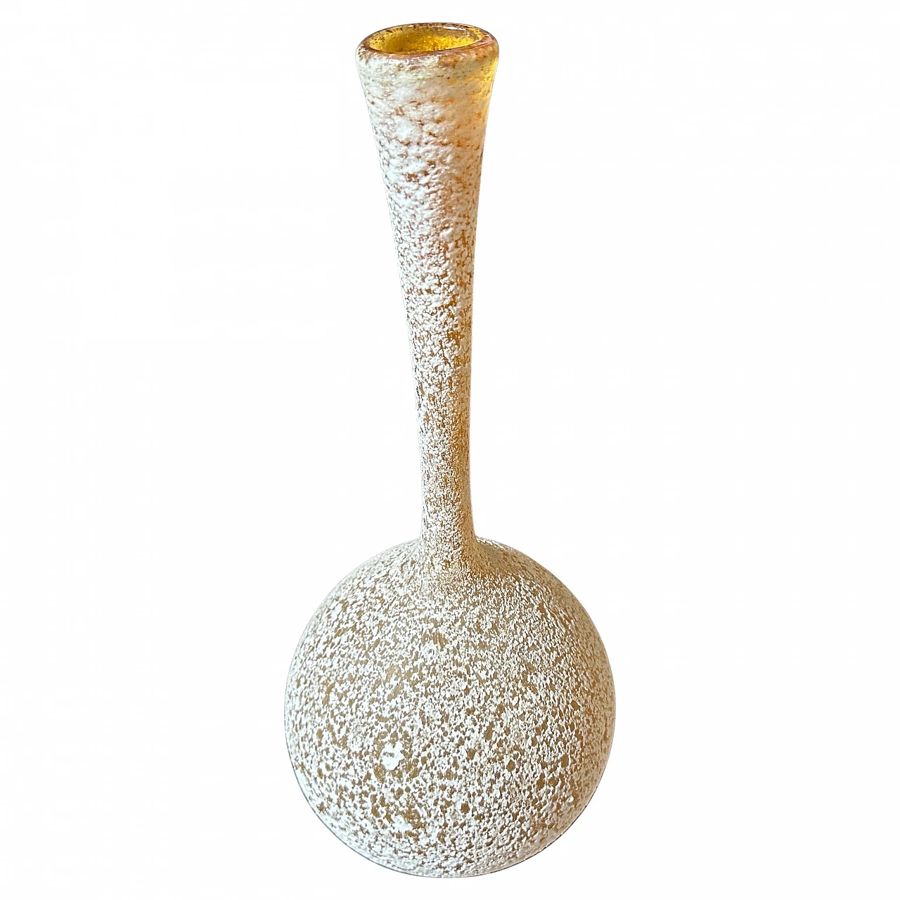 Cenedese style yellow scavo Murano glass vase, 1980s 1