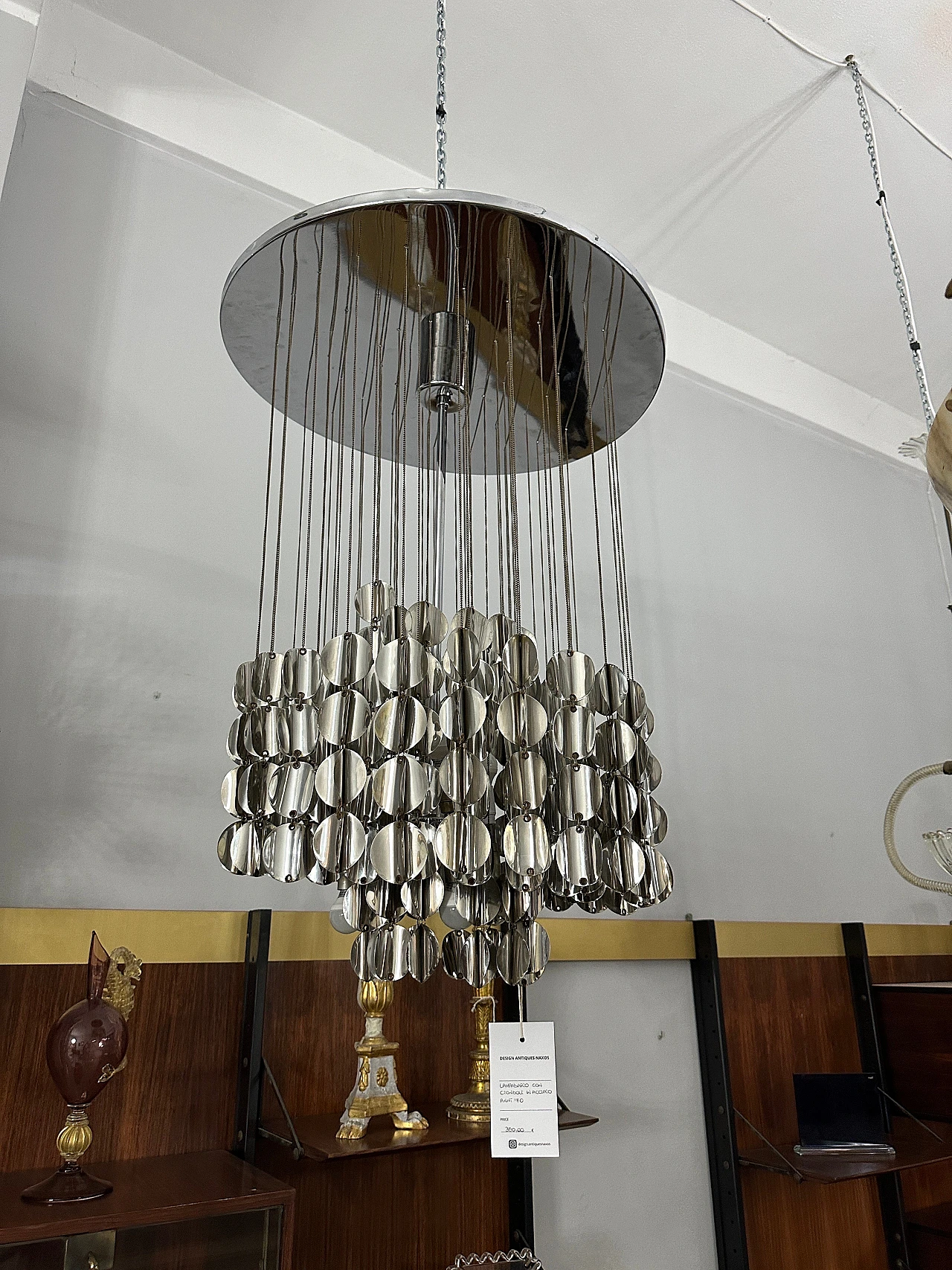 Chromed metal cascade chandelier, 1970s 2