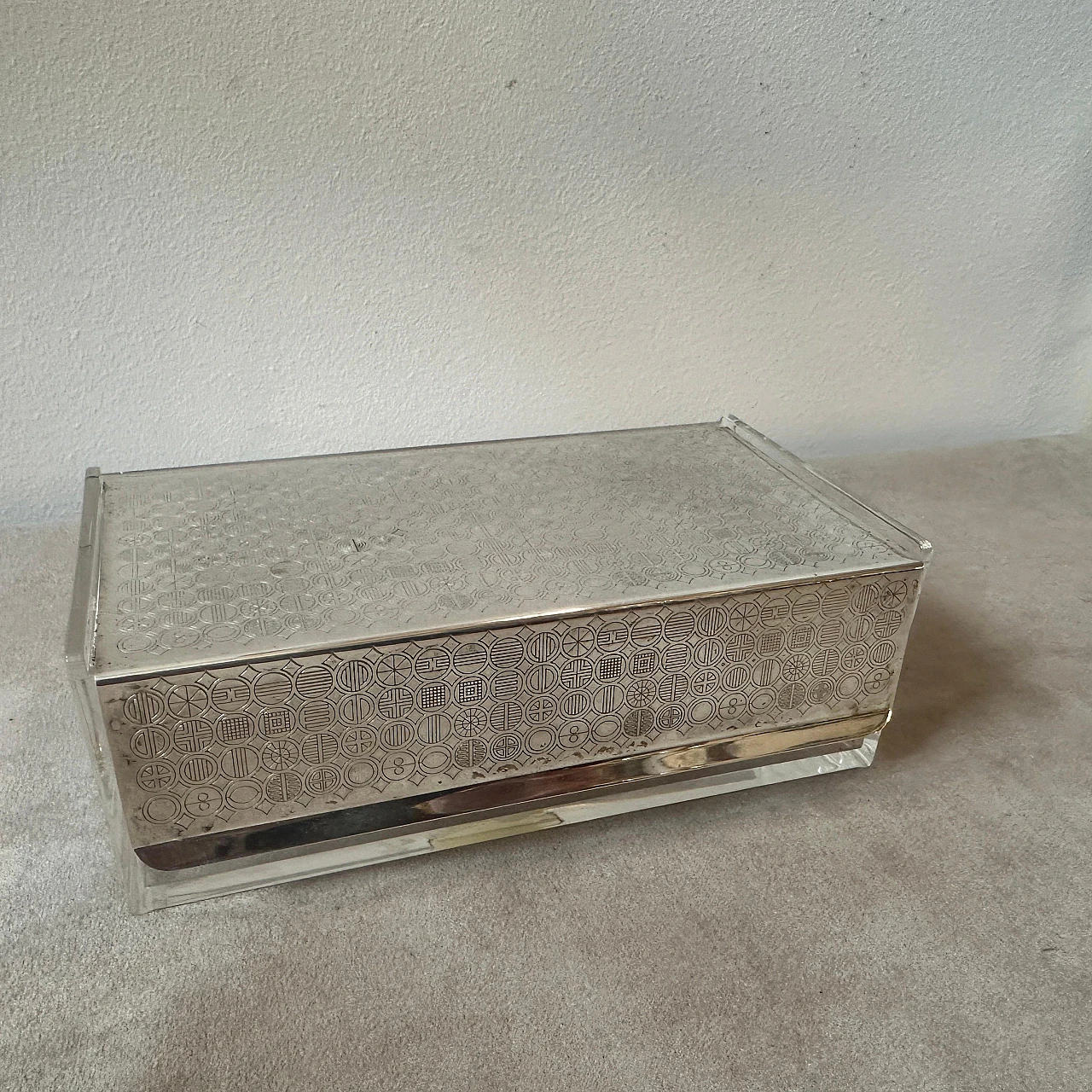 Silver-plated and plexiglass vanity box, 1980s 2