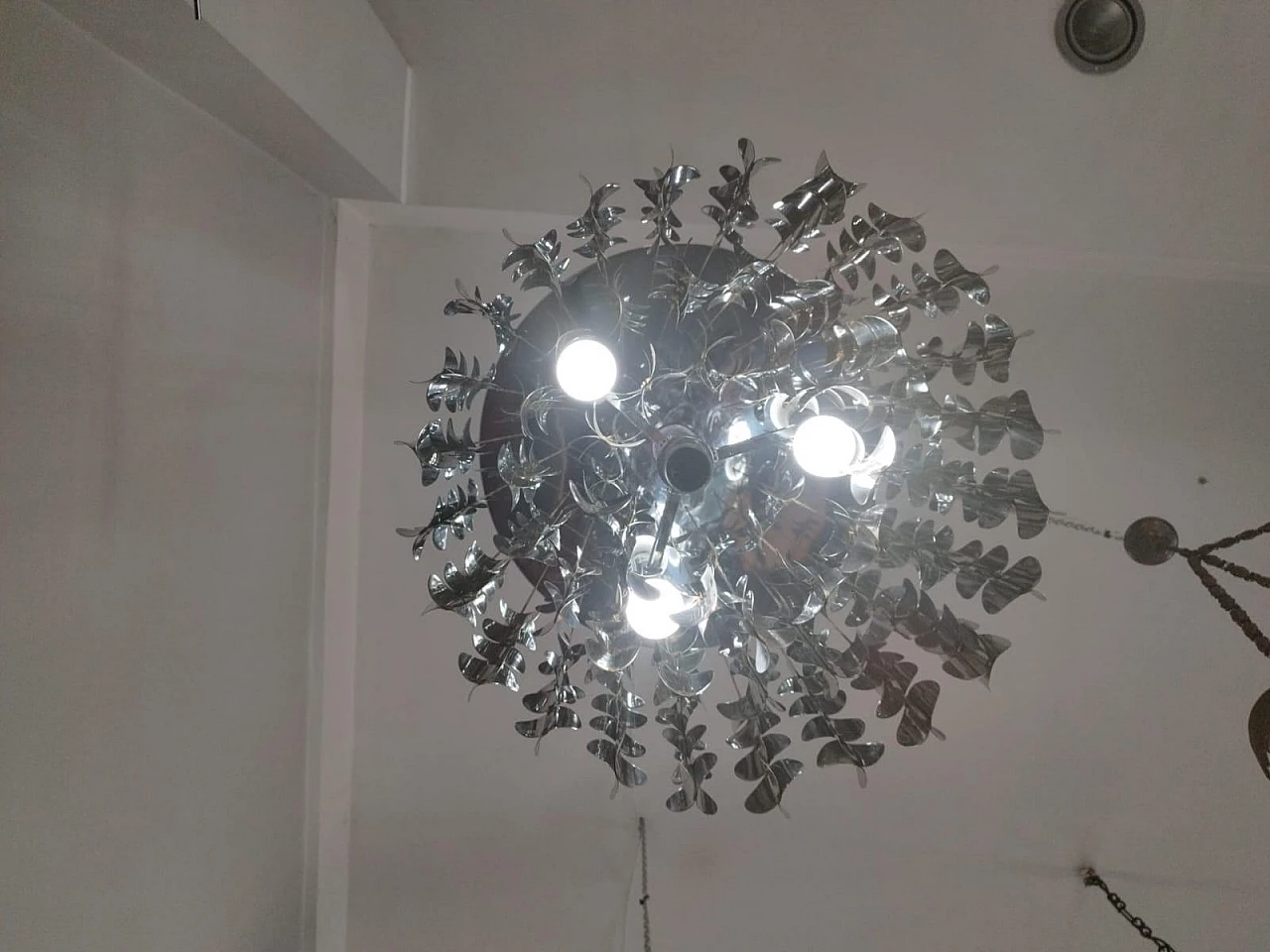 Chromed metal cascade chandelier, 1970s 9