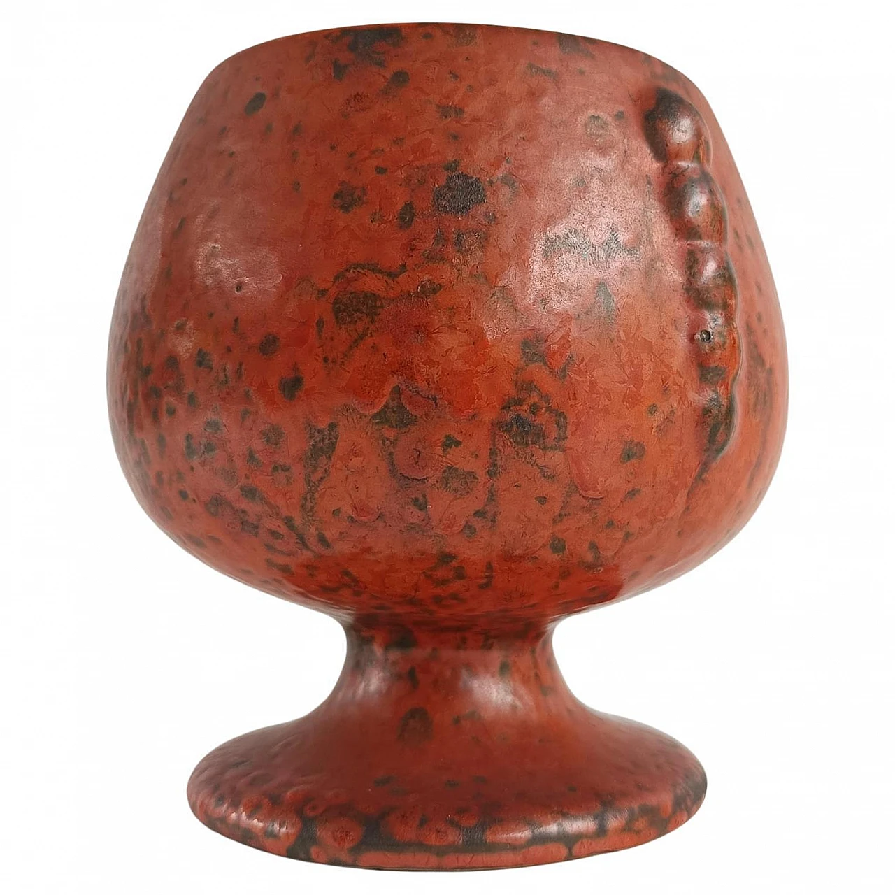 Swedish vase by A J Höganäs in orange lacquered ceramic, 1950s 1