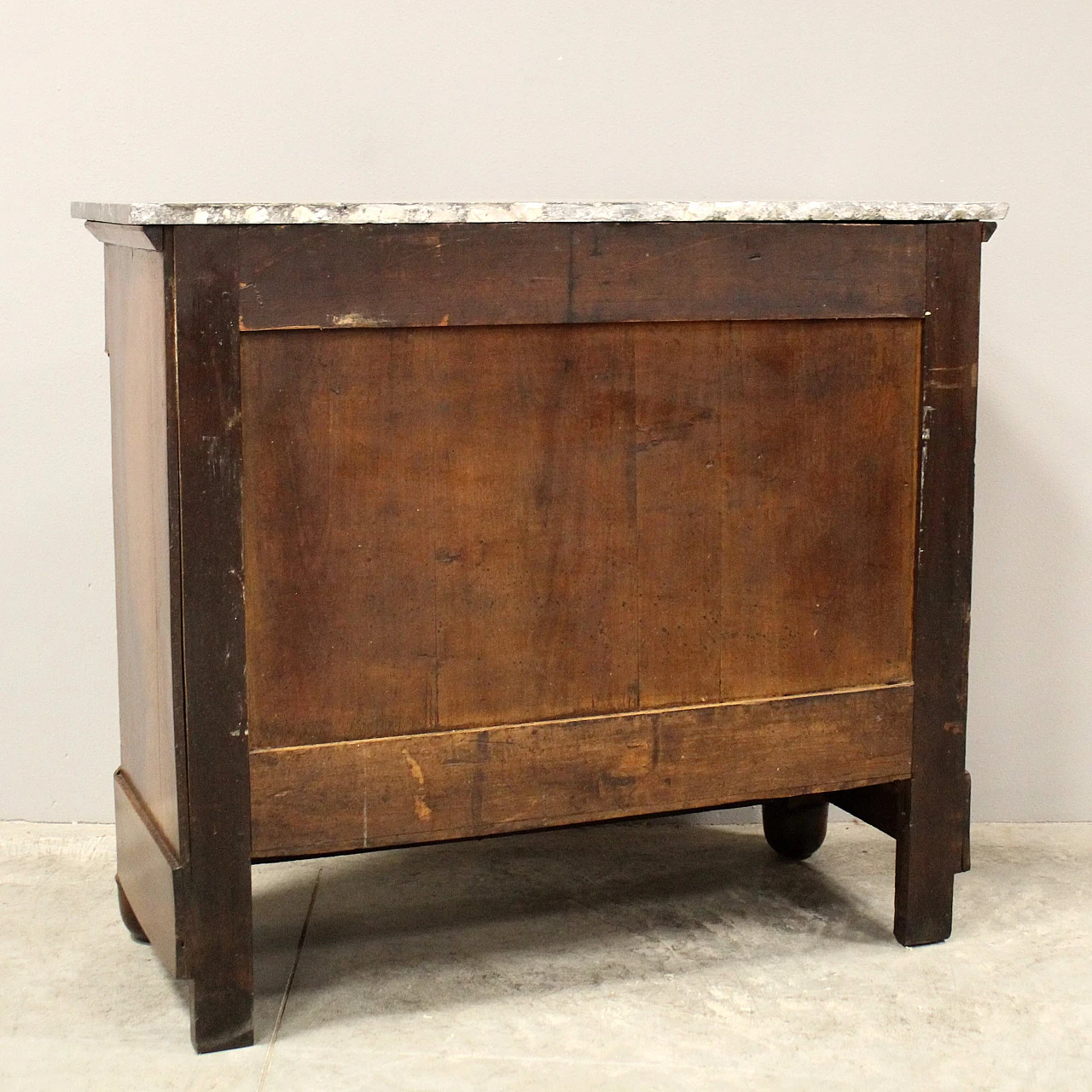 Empire chest of drawers with green marble top and walnut, 19th century 12