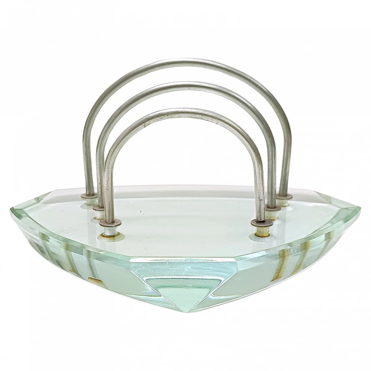 Aquamarine glass letter holder attr. to Fontana Arte, 1970s 1