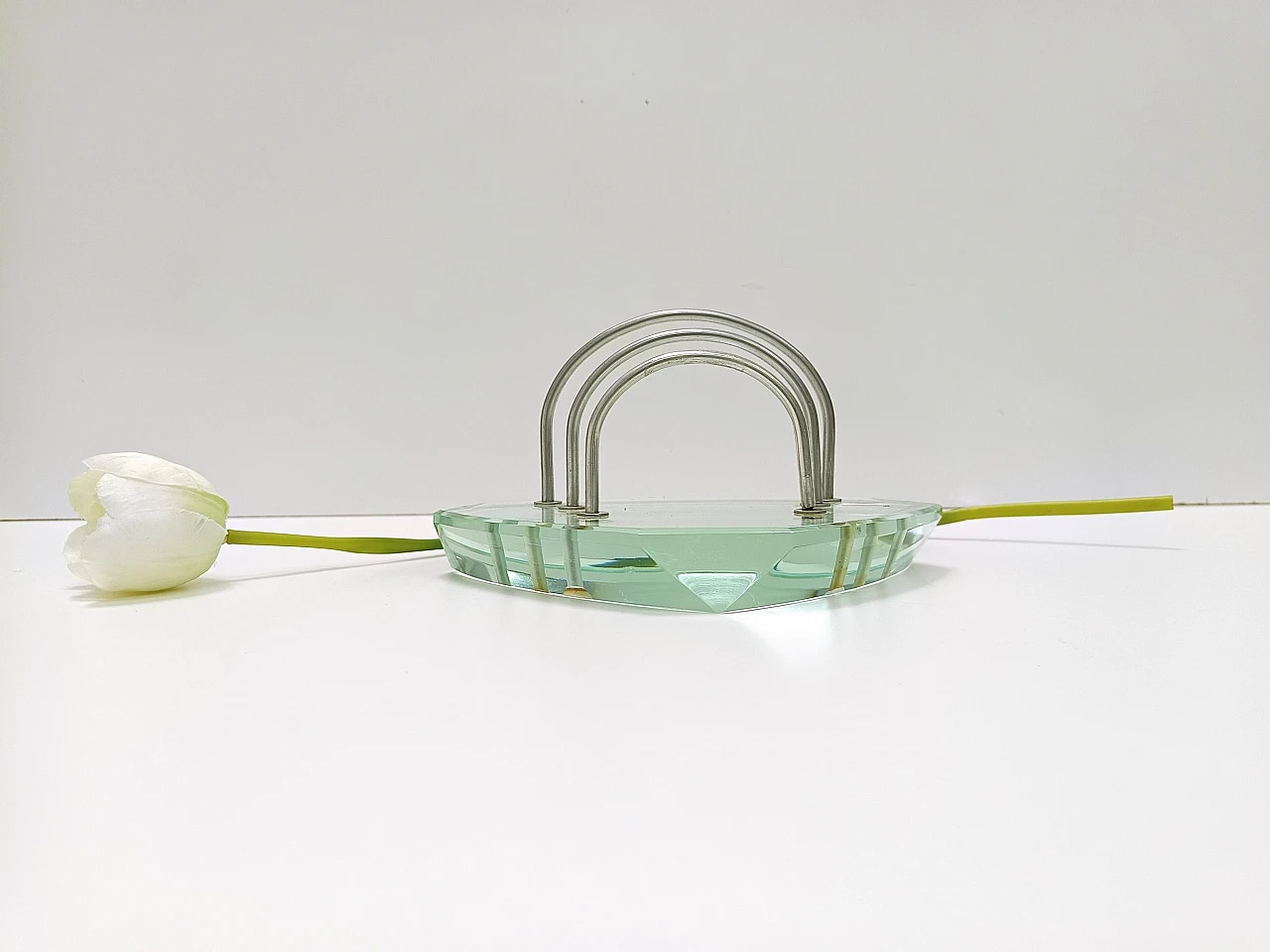 Aquamarine glass letter holder attr. to Fontana Arte, 1970s 2