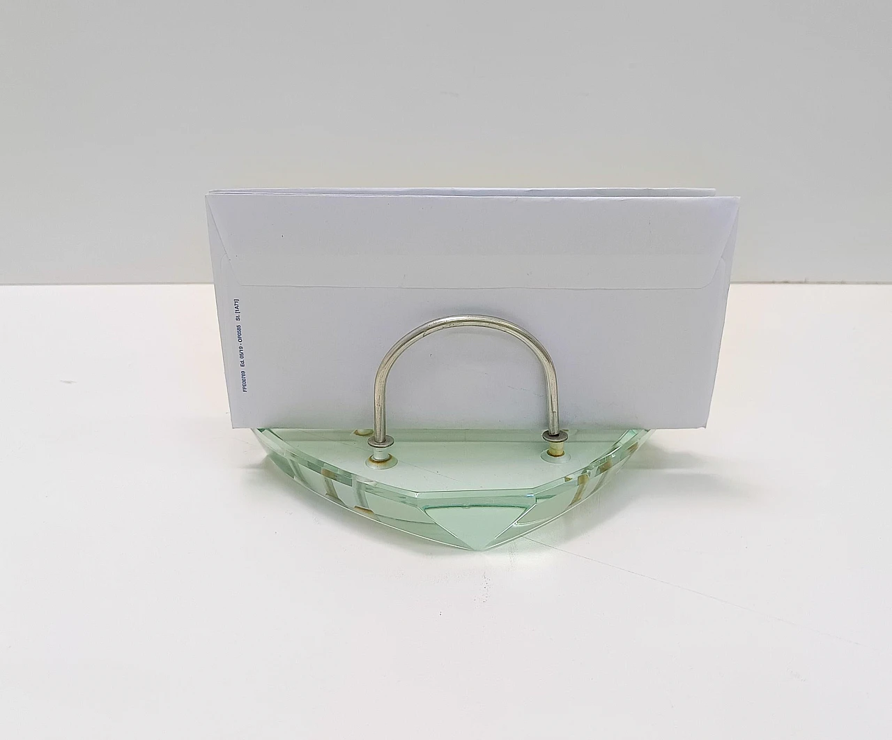 Aquamarine glass letter holder attr. to Fontana Arte, 1970s 3