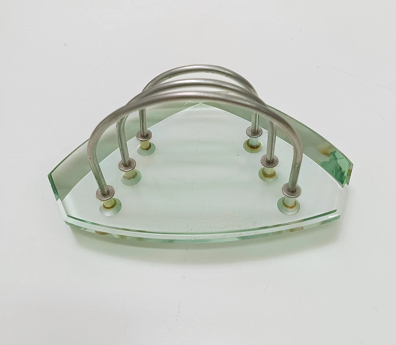 Aquamarine glass letter holder attr. to Fontana Arte, 1970s 4