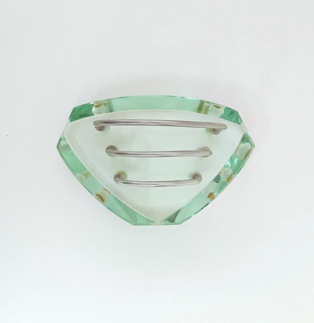 Aquamarine glass letter holder attr. to Fontana Arte, 1970s 5