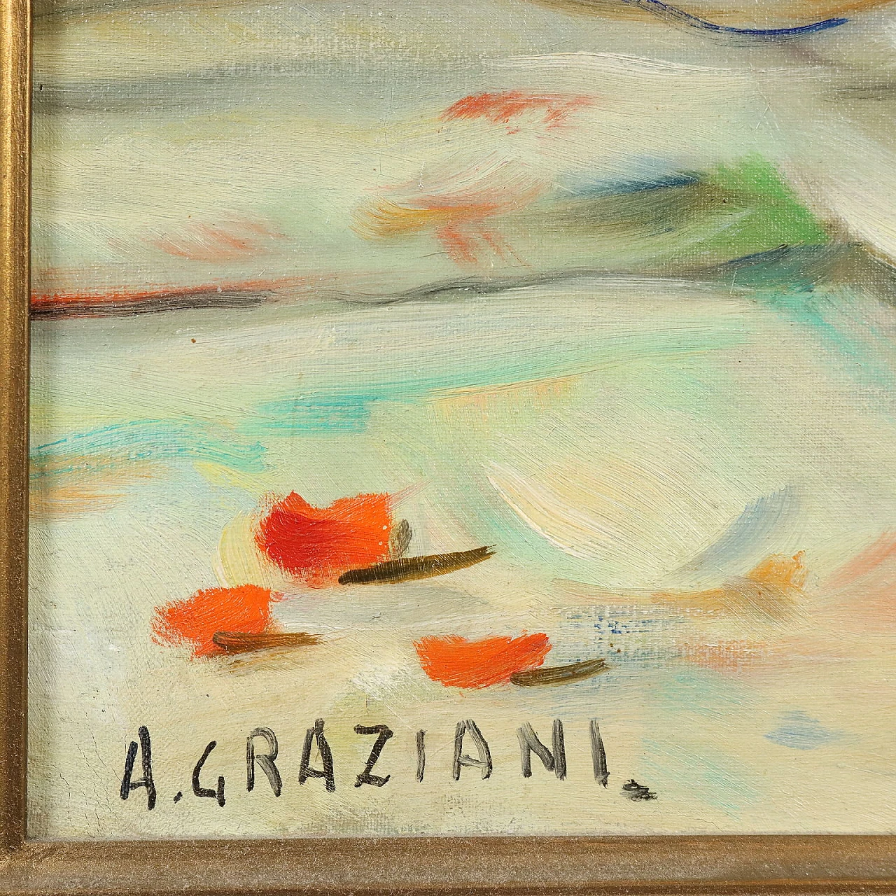 Modern Painting Signed A. Paolo Graziani Flower Arrangement \'900 7