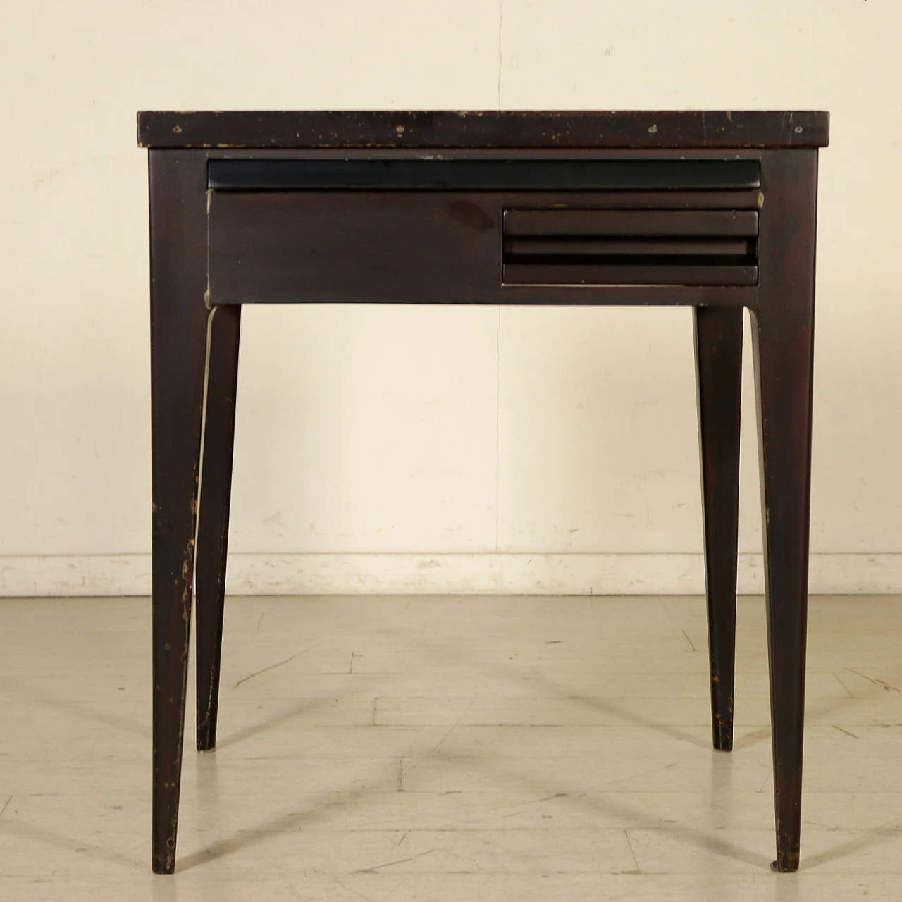 Table with stool in wood and fabric, 1950s 8