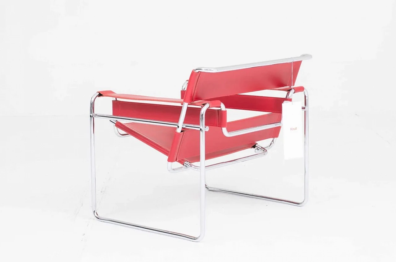 Wassily B3 red leather armchair by Knoll International 2