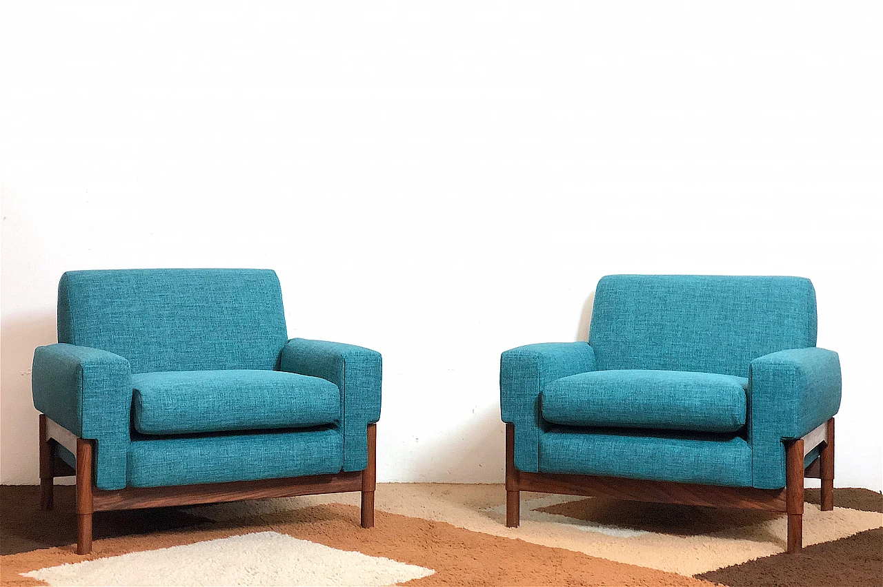 Pair of Kiushu armchairs by Fratelli Saporiti, 1960s 2