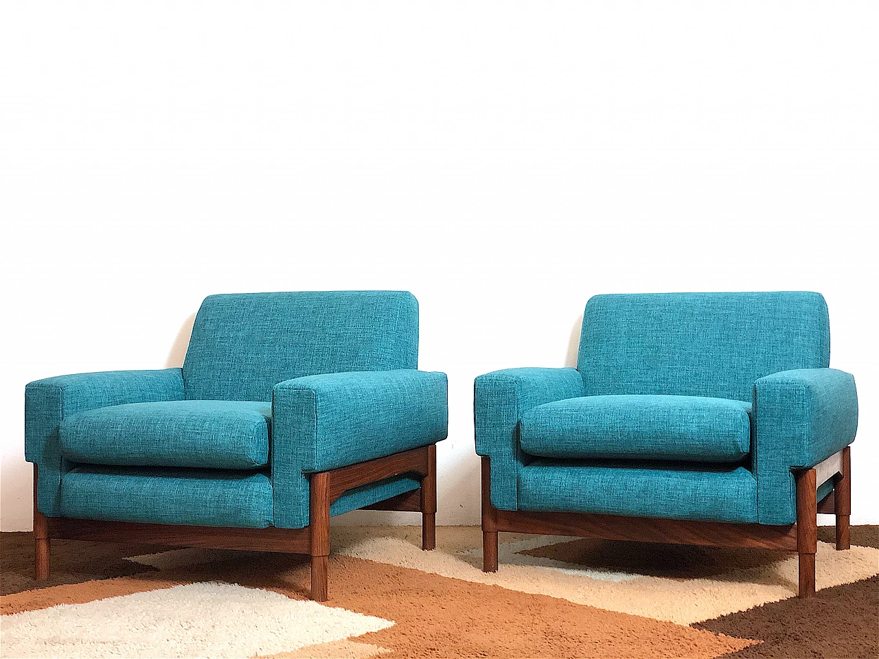 Pair of Kiushu armchairs by Fratelli Saporiti, 1960s 5